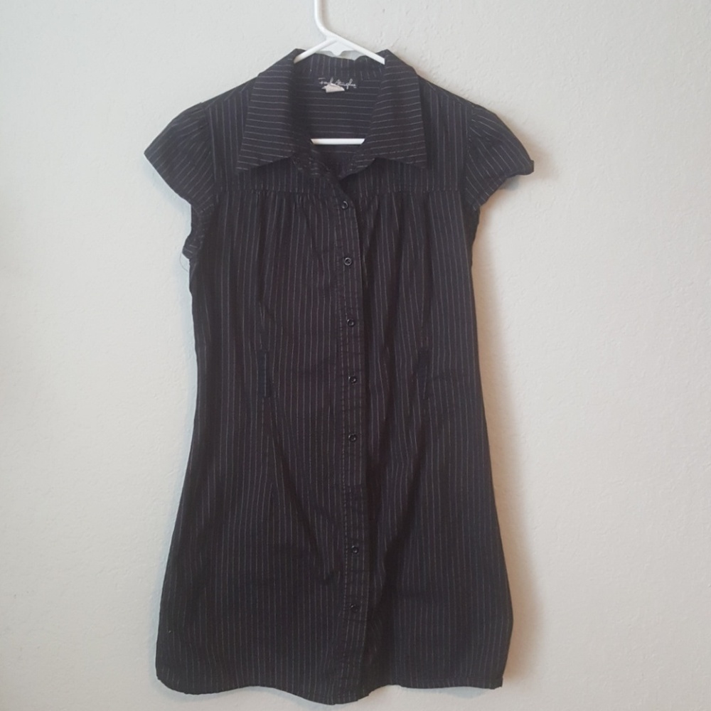 French Atmosphere Black Striped Dress